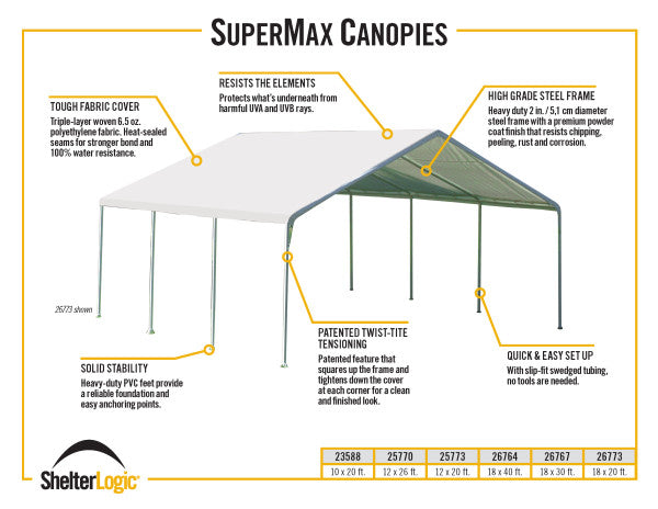 12x20 ft. SuperMax Canopy Tent - White
