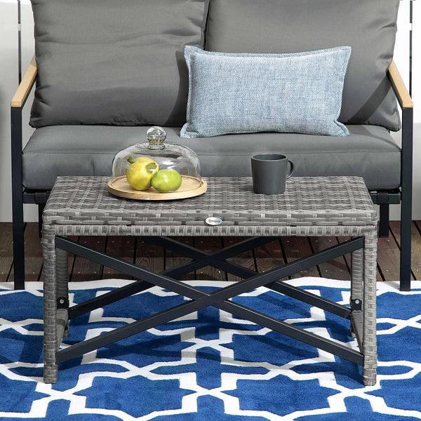 Outdoor PE Rattan Side Table - Mixed Gray