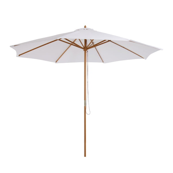 10x 8.2 Bamboo Wooden Round Patio Sun Umbrella - Beige