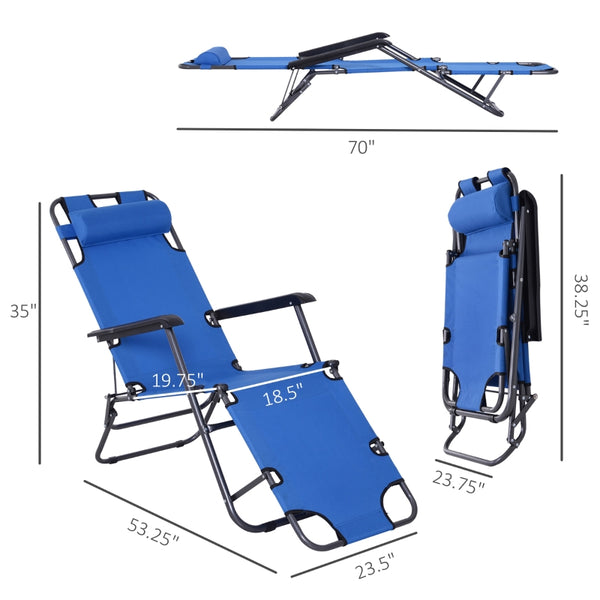 Foldable Chaise Lounge Chair - Blue
