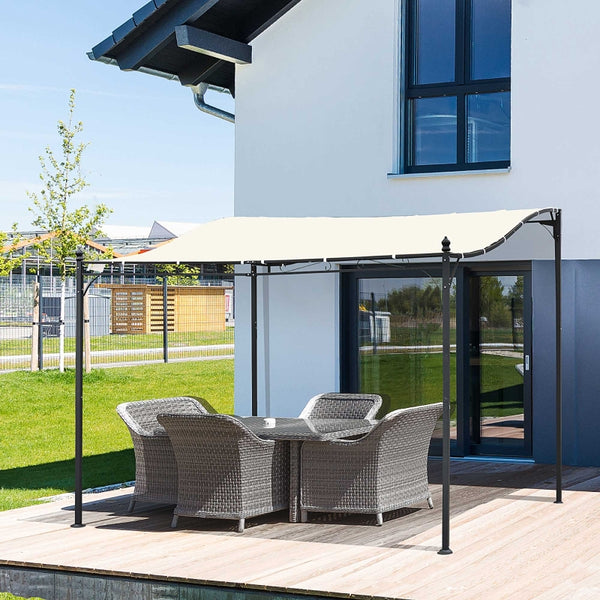 10x10 ft  Steel Gazebo Sun Shelter Porch Cover - Cream White