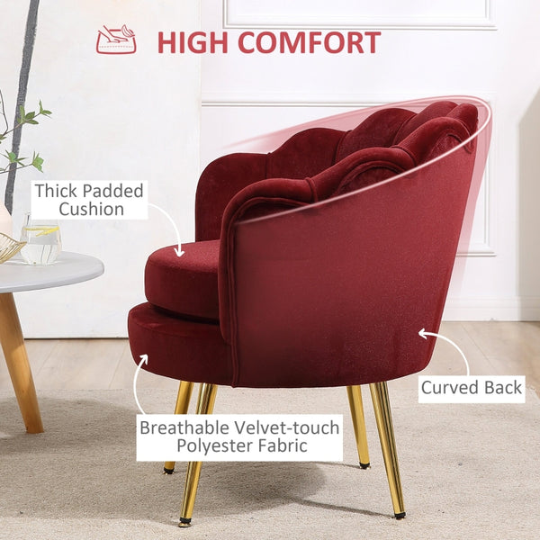 Modern Velvet-Touch Accent Chair - Wine Red