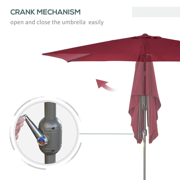 6.5x10ft Rectangle Tilt Patio Umbrella - Wine Red