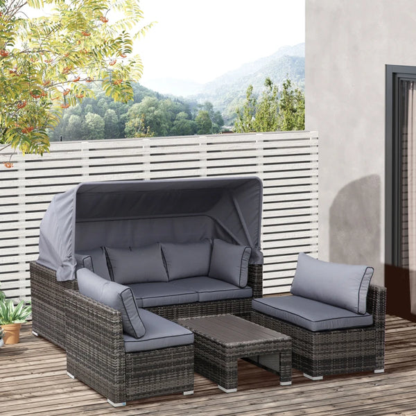 4pc Outdoor Rattan Wicker Sofa Set - Gray