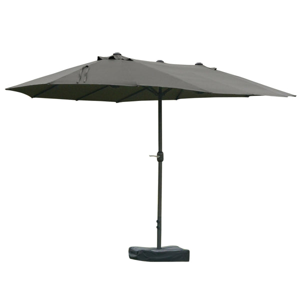 15' Outdoor Patio Umbrella with Twin Canopy - Dark Gray
