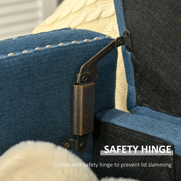 Upholstered Flip Top Storage Bench - Blue