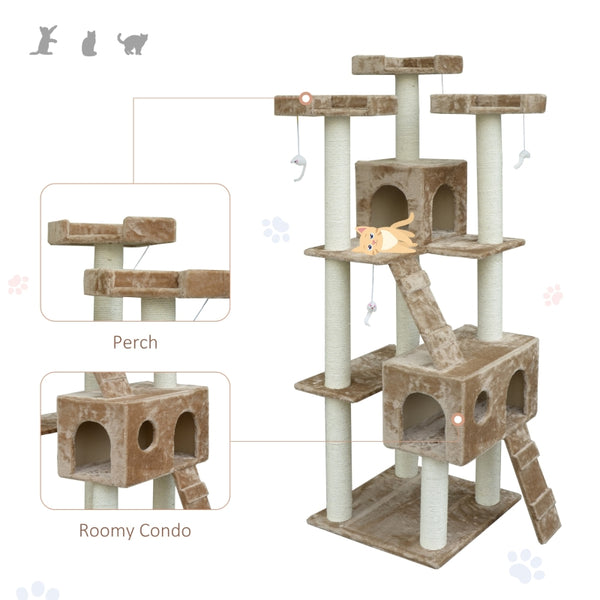 71" Multilevel Cat Tree Condo with Scratching Posts