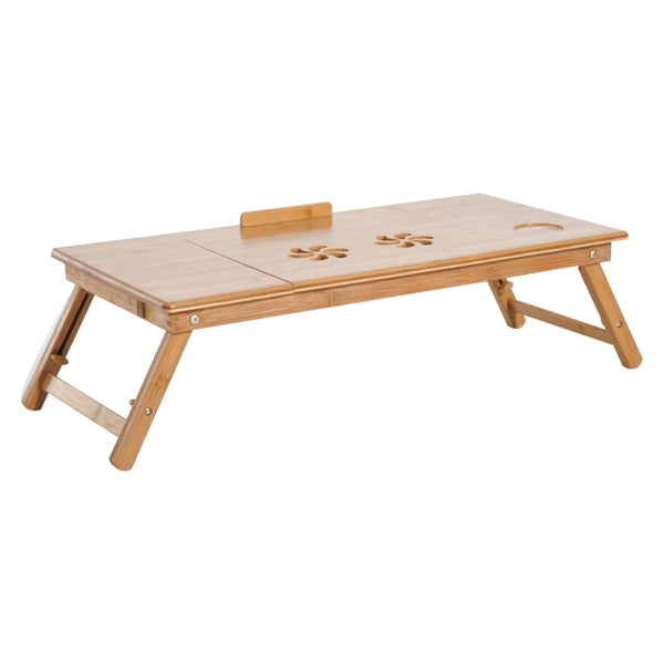 Adjustable Bamboo Laptop Tray with Side Drawer & Legs