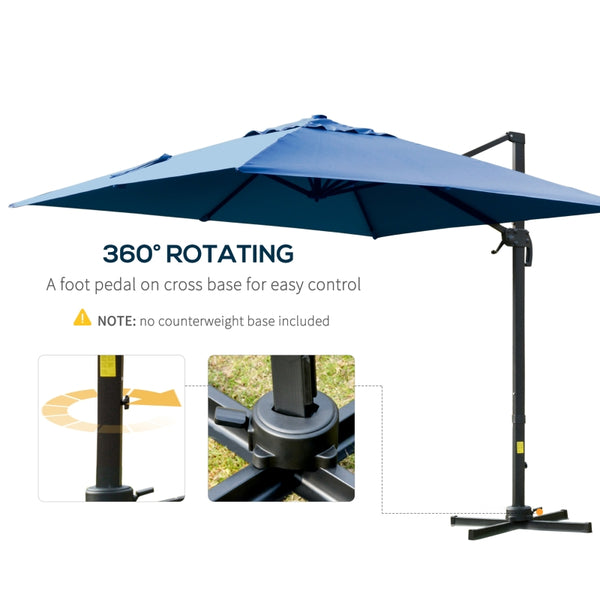 10ft. Rotatable Square Top Cantilever Umbrella - Blue