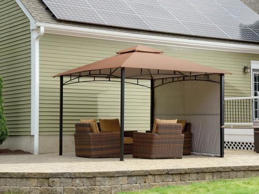 11x11 ft. Redwood Gazebo With Extendable Awning - Bronze