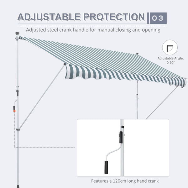 10x5ft Manual Retractable Patio Awning - Green