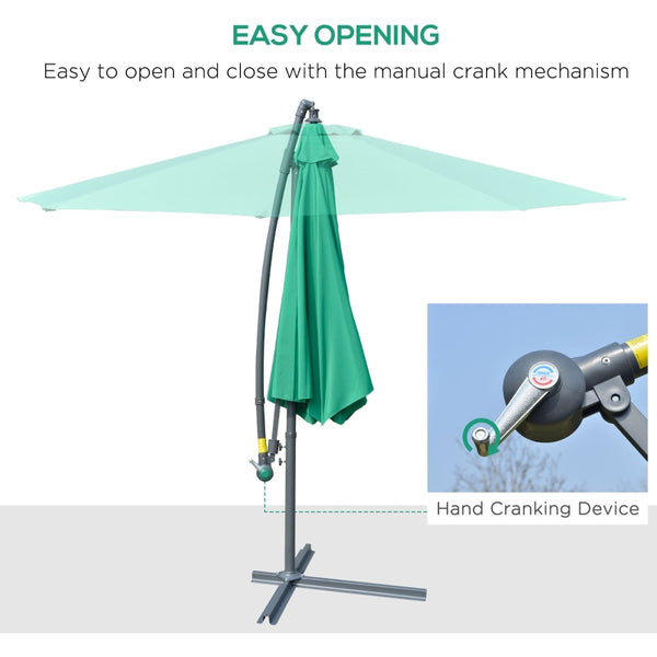 10 ft. Cantilever Patio Garden Parasol Hanging Umbrella - Green