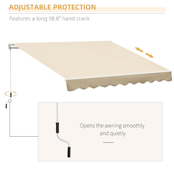 10’x8’ Manual Retractable Sun Shade Patio Awning - Beige