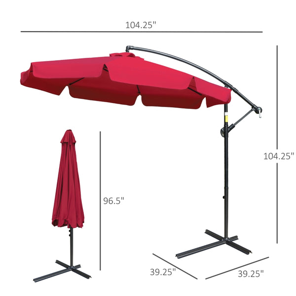 9ft. Offset Hanging Patio Umbrella - Red