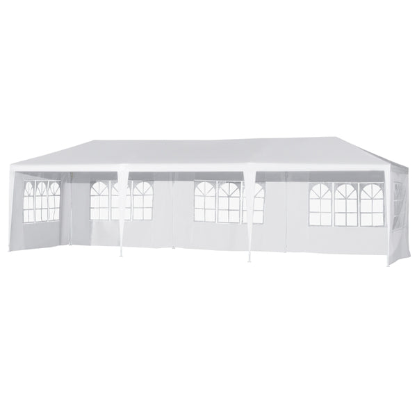 10x30 ft Light Duty Pavilion Canopy Tent with 5 Removable Walls - White