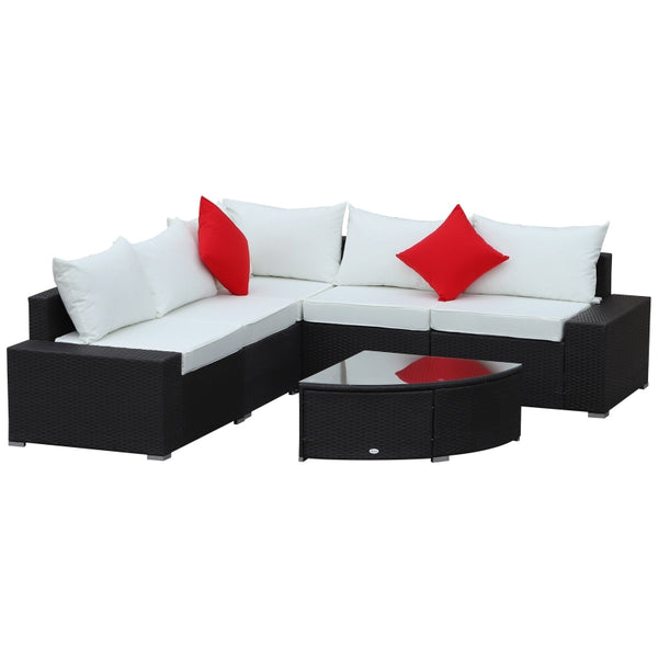 6pc Outdoor Wicker Patio Furniture Set - Cream White