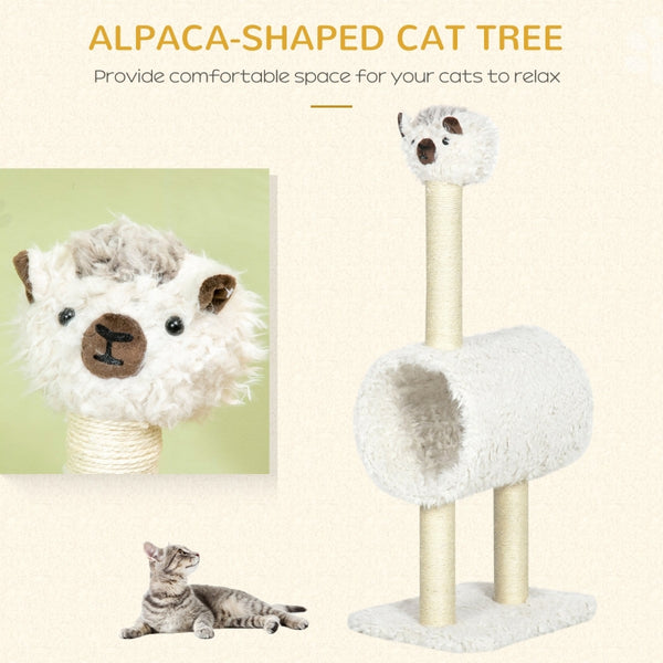 37.4" Alpaca-shaped Cat Tree - Cream