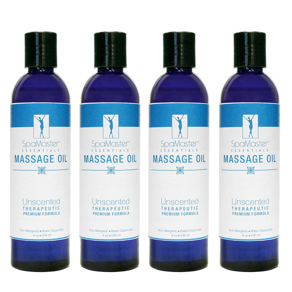 4 Pack 8oz Massage Oil Bottles - Unscented