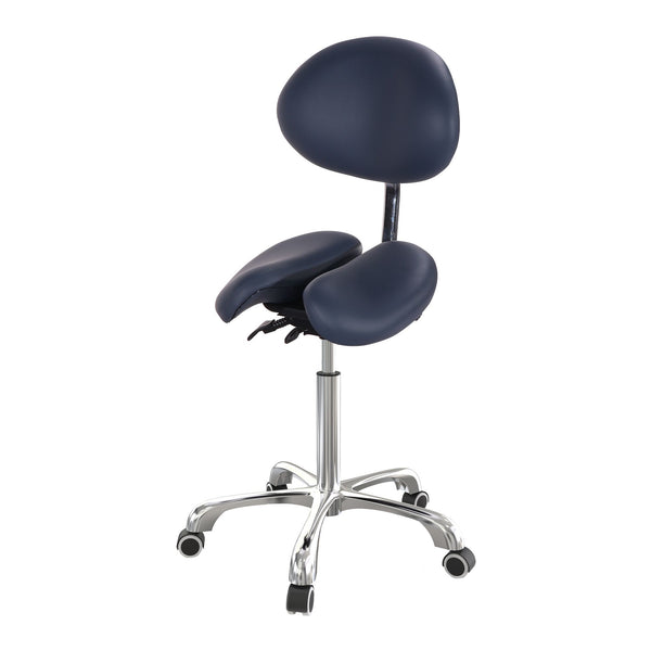 Ergonomic Split Seat Massage Saddle Stool with Backrest - Royal Blue