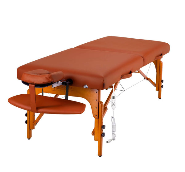 Santana 31" LX Heated Therma Top Premium Portable Massage Table Package, Mountain Red with Memory Foam