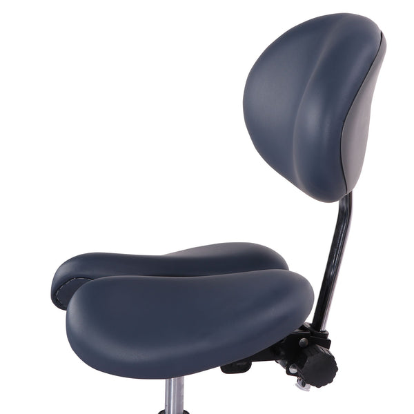 Ergonomic Split Seat Massage Saddle Stool with Backrest - Royal Blue