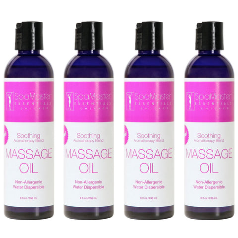 4 Pack 8oz Massage Oil Bottles - Soothing