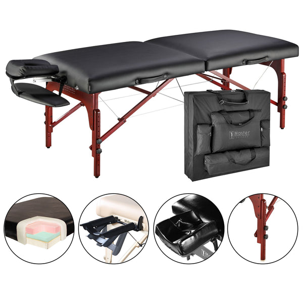 Montclair 31" LX Premium Portable Massage Table Package, Black with Memory Foam
