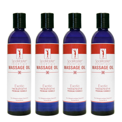 4 Pack 8oz Massage Oil Bottles - Exotic