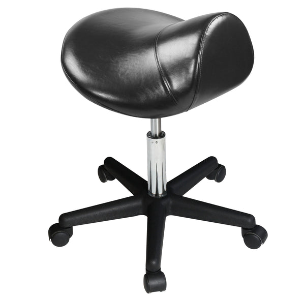 Ergonomic Swivel Massage Saddle Stool with Pneumatic Hydraulic Lift - Black