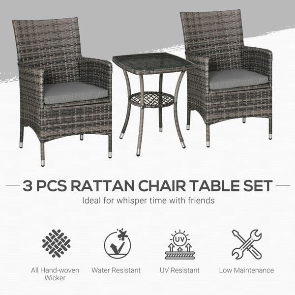 3pc Outdoor Rattan Patio Set - Gray