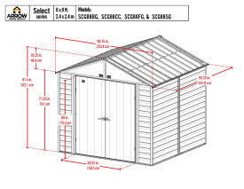 8x8 ft. Arrow Select Steel Storage Shed - Charcoal
