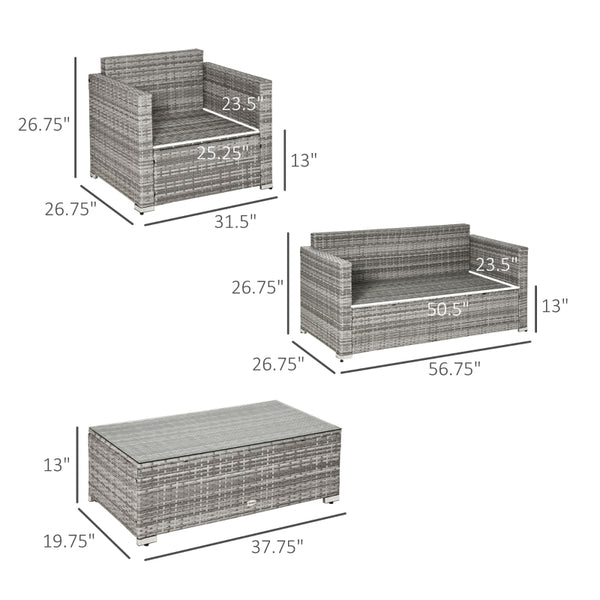 4pc Wicker Patio Sofa Set - Mixed Gray