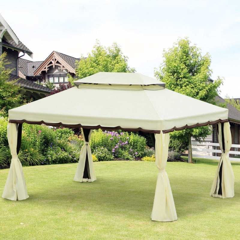 10x13 ft Gazebo with Canopy - Cream White and Brown