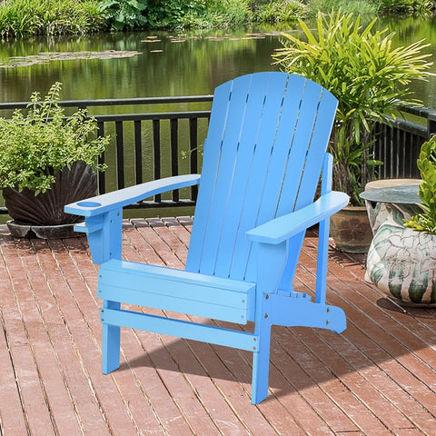 Outdoor Patio Wooden Adirondack Chair - Blue