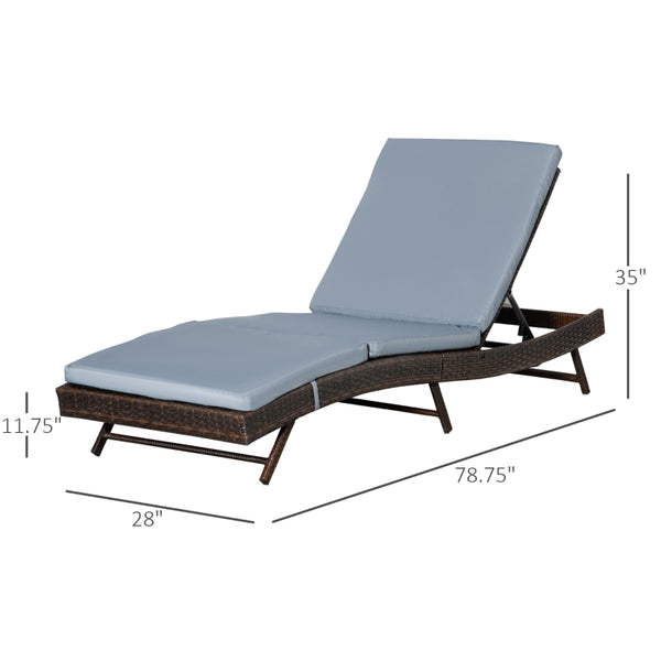 Outdoor Patio Rattan Lounge Chair - Gray