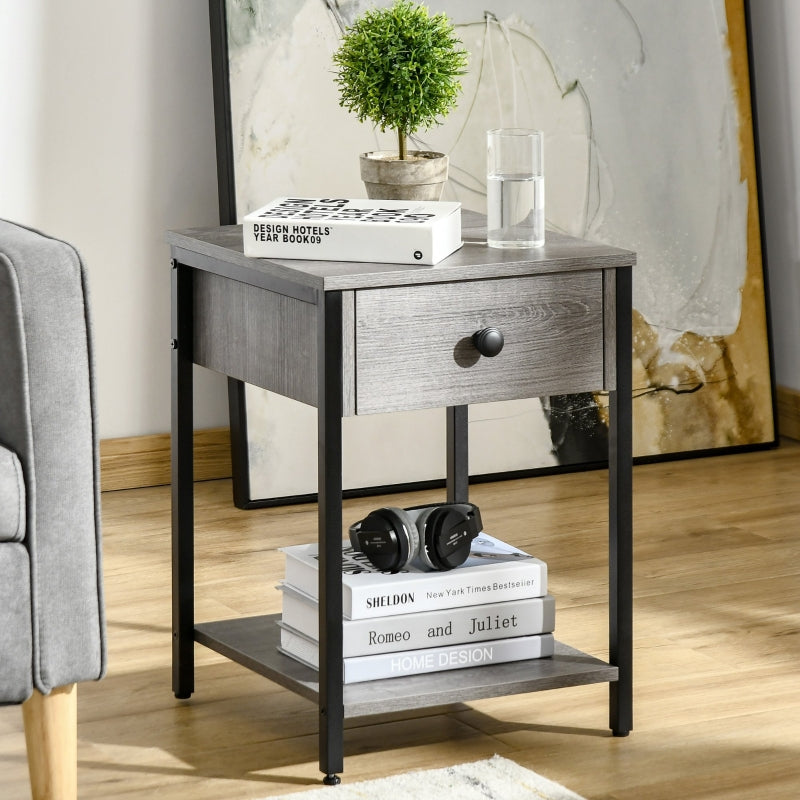 Industrial End Table - Gray