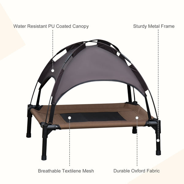Elevated Portable Dog Bed with Canopy - Coffee