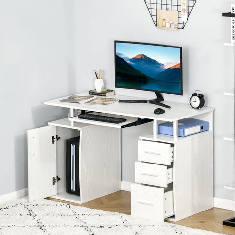 47" Computer Desk with Keyboard Tray - White