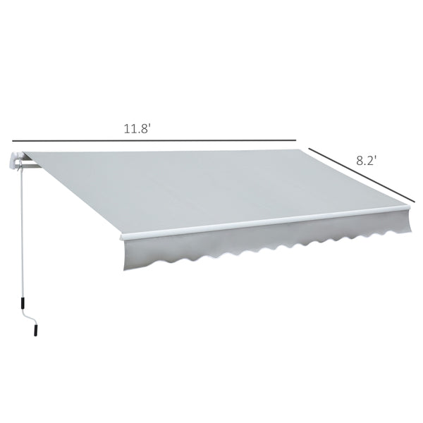 12x8.2ft Manual Retractable Patio Awning - Gray