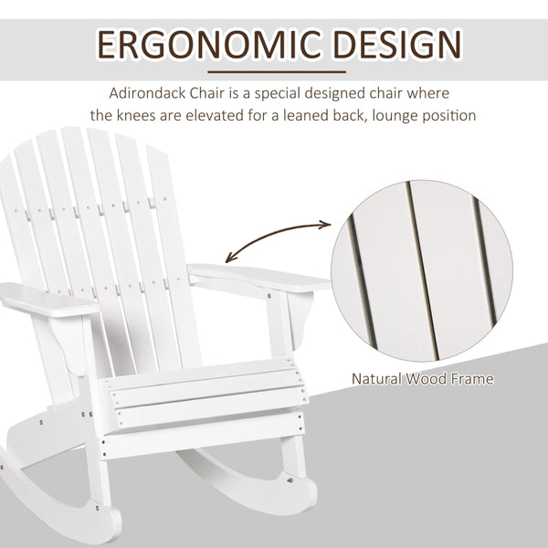 Wooden Adirondack Rocking Chair - White