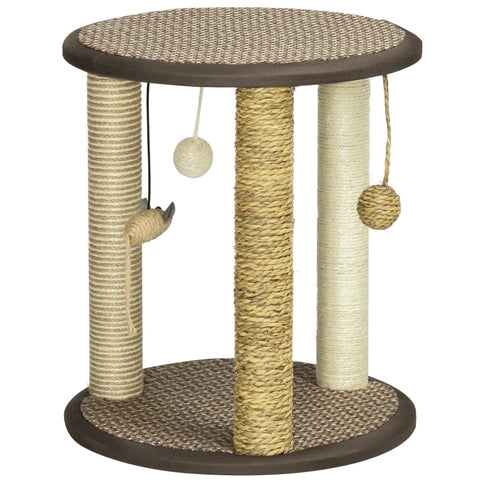 17" Cat Tree Activity Centre with Hanging Toys - Brown