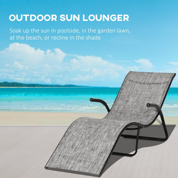 Outdoor Lounge Chair with Armrest - Gray