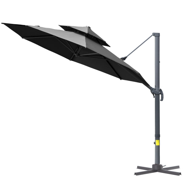 11ft Outdoor Cantilever Rotatable Umbrella - Dark Gray