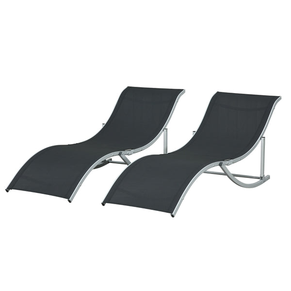 Set of 2 S-shaped Foldable Lounge Chair - Black