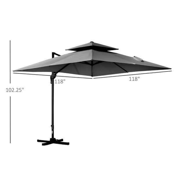 10x10ft. Square Cantilever Offset 360° Rotatable Umbrella - Charcoal Gray