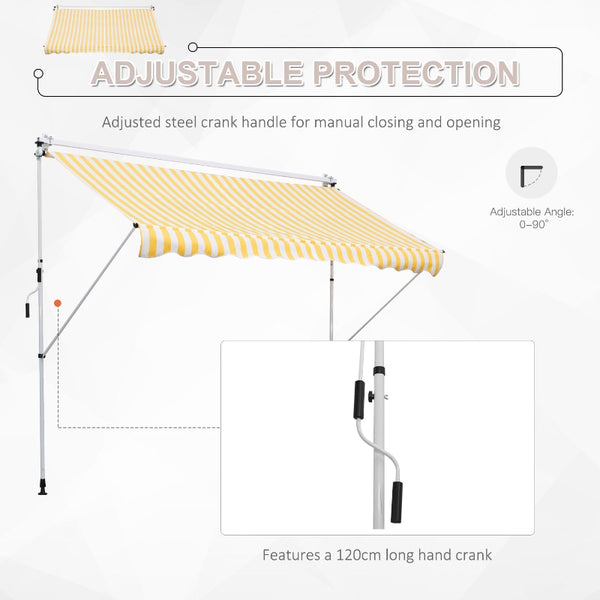 Manual Retractable Patio Awning - Yellow, White