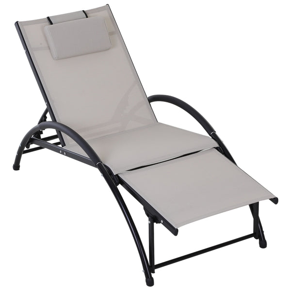 Outdoor Reclining Lounger Chair - Beige