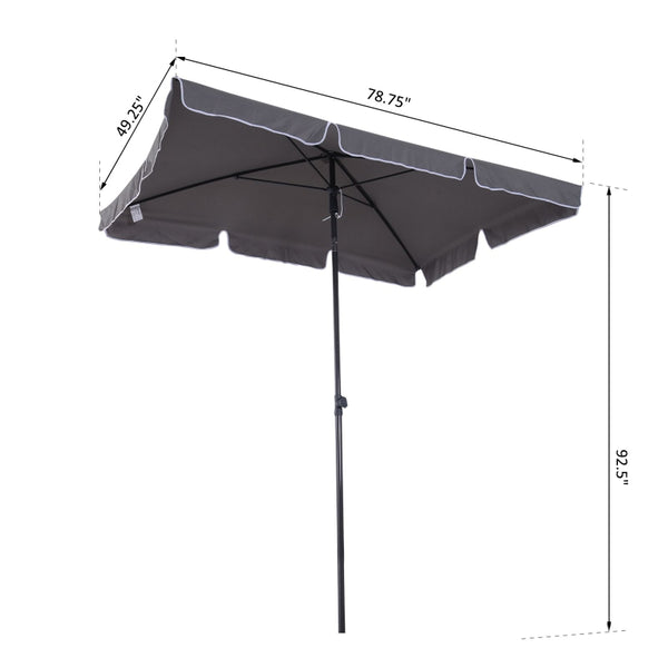 7x4ft Rectangle Tilt Patio Umbrella - Gray