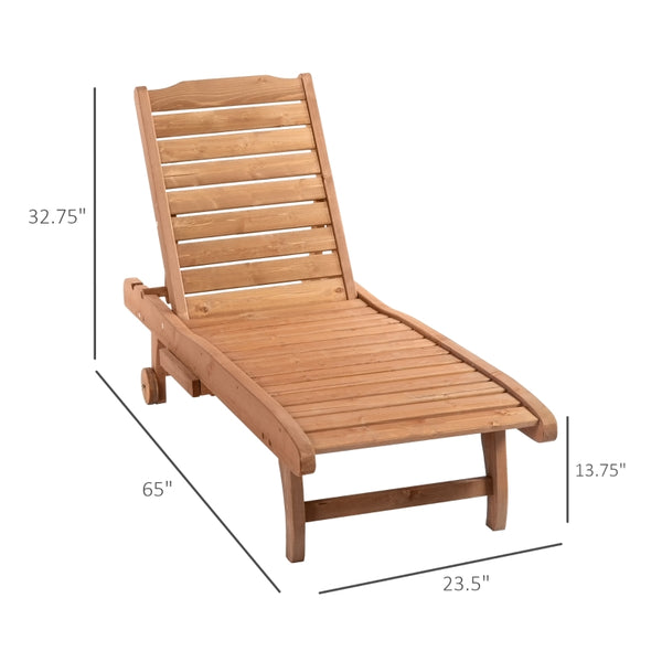 Outdoor Wooden Chaise Lounge Chair - Warm Brown