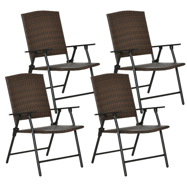 Patio Rattan  Folding Chairs - Set of 4